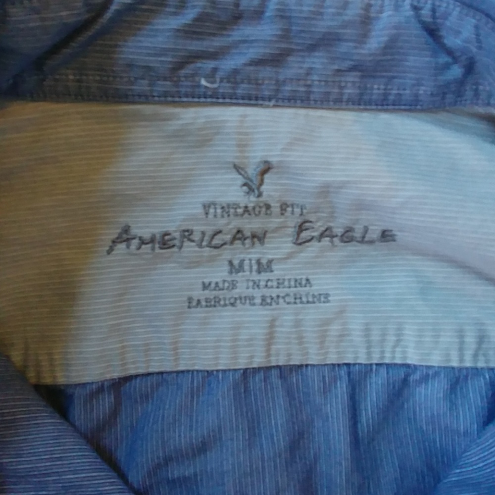 American Eagle Blue Button-Up Collared Shirt - image 3